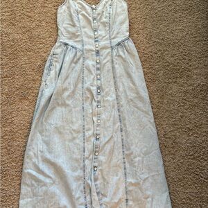 GAP Light Blue Button-Down Maxi Dress